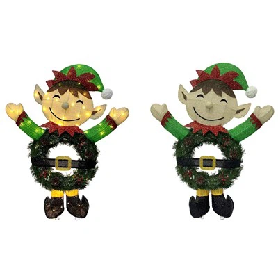 Lighted Christmas Elf Wreath