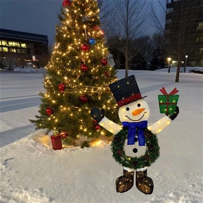Lighted Christmas Snowman Wreath